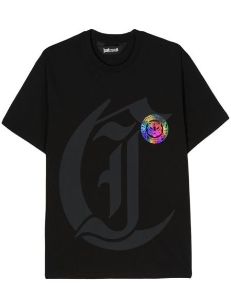 T-shirt en coton à imprimé Just Cavalli noir