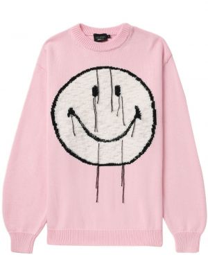 Pamučni džemper s vezom Joshua Sanders ružičasta