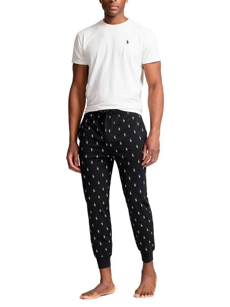 Pantalones de algodón con estampado Polo Ralph Lauren negro