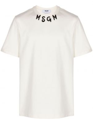 Bombažna majica s potiskom Msgm bela