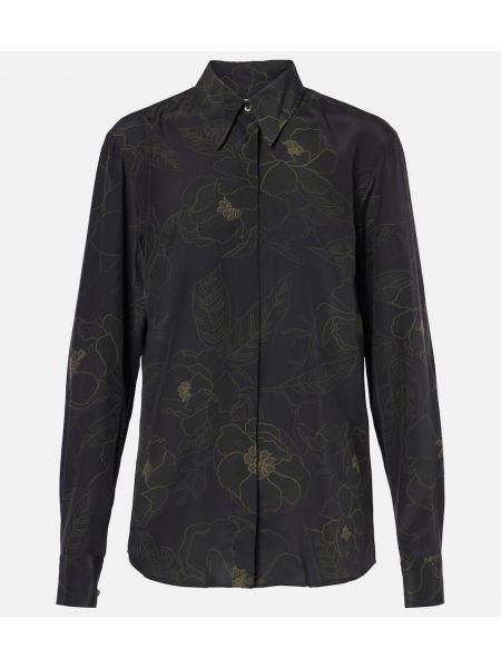 Kukka silkki paitapusero Dries Van Noten musta