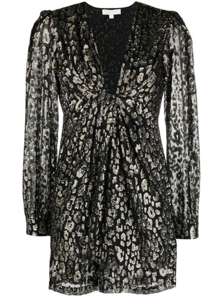 Жакардова мини рокля с леопардов принт Michael Michael Kors черно