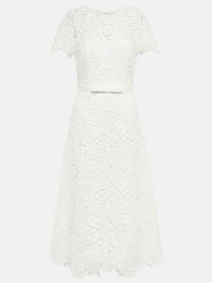 Многослойное кружевное платье миди SELF-PORTRAIT белый