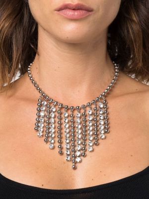 Křišťálový náhrdelník s třásněmi Alessandra Rich stříbrný