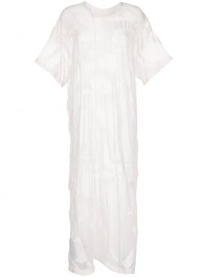 Przezroczysta sukienka mini bawełniana z krótkim rękawem Ys - biały