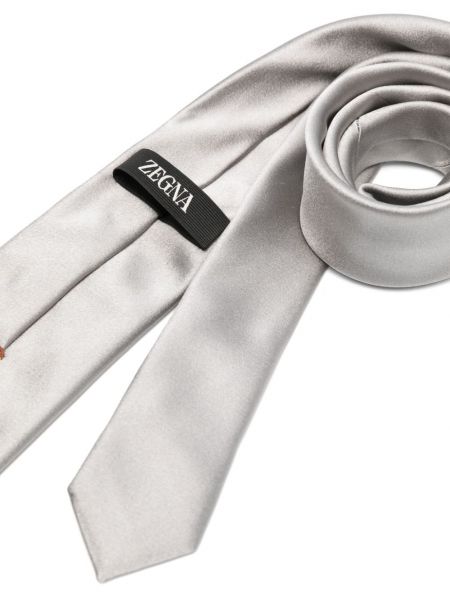 Hedvábná saténová kravata Zegna šedá