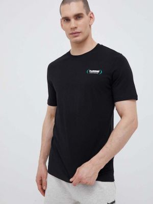 Памучна тениска с дълъг ръкав Hummel черно