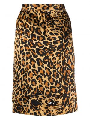 Leopardí hedvábné sukně s potiskem Yves Saint Laurent Pre-owned