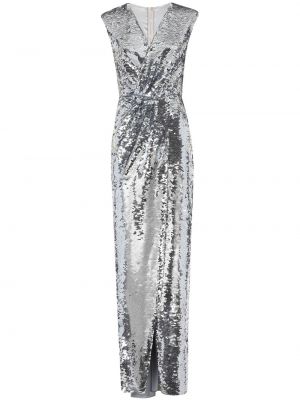 Sukienka koktajlowa z cekinami drapowana Dolce And Gabbana srebrna