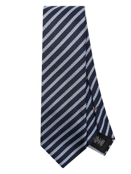Cravate en soie à rayures en jacquard Zegna bleu