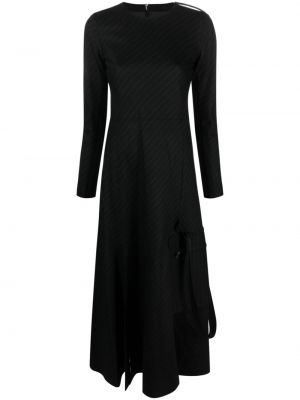 Вълнена макси рокля на райета Sacai черно