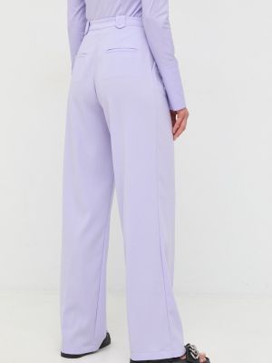 Jednobarevné kalhoty s vysokým pasem Patrizia Pepe fialové
