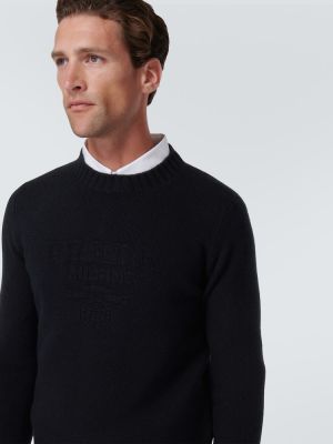 Sweter wełniany z kaszmiru Prada biały