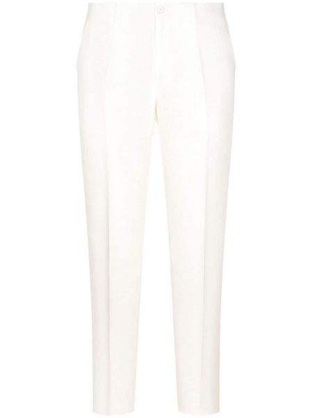 Lněné kalhoty Dolce & Gabbana bílé