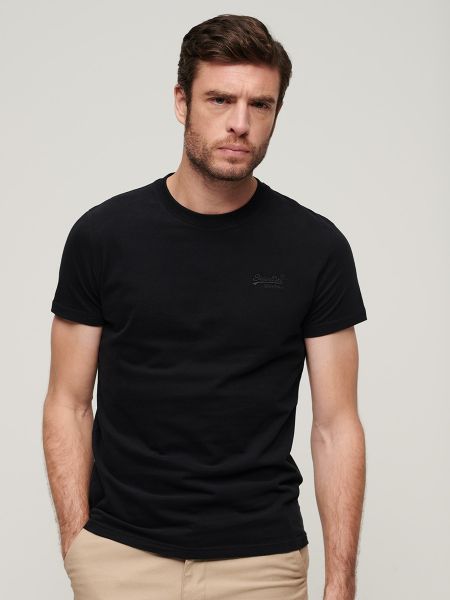 Camiseta de algodón Superdry negro
