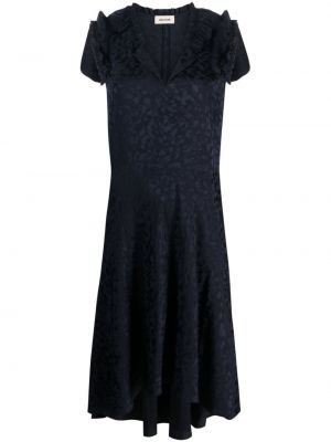 Jedwabna sukienka bez rękawów z nadrukiem w panterkę Zadig&voltaire niebieska