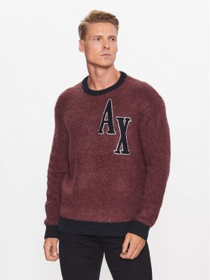 Dzianinowy sweter Armani Exchange bordowy