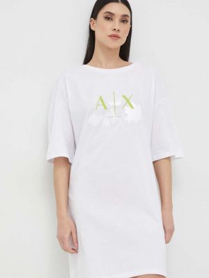 Памучна рокля Armani Exchange бяло