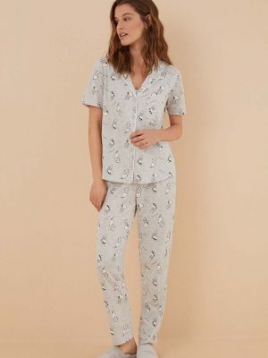 Pijamale din bumbac Women'secret gri