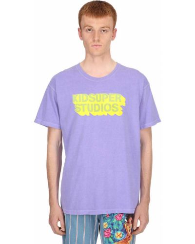 Памучна тениска с принт от джърси Kidsuper Studios виолетово