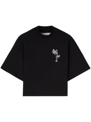 T-krekls ar izšuvumiem Palm Angels melns