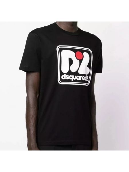Koszulka bawełniana z nadrukiem Dsquared2 czarna