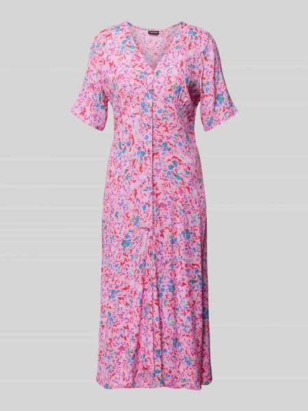 Sukienka midi z nadrukiem Pieces różowa
