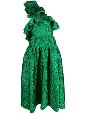 Žakárové koktejlkové šaty s volánmi Ulla Johnson zelená