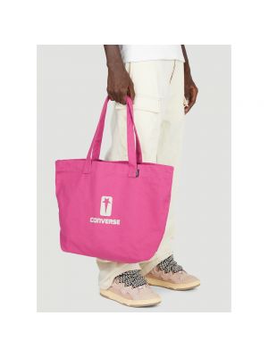 Bolso shopper de algodón con estampado Rick Owens rosa