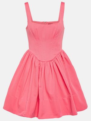 Хлопковое платье мини Staud розовое