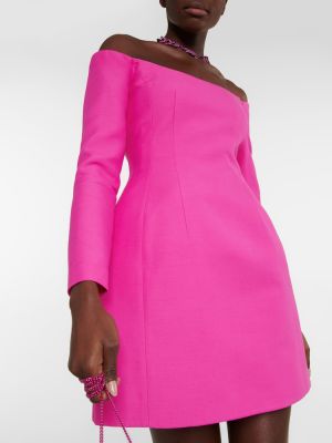 Mini robe en laine en soie en crêpe Valentino rose