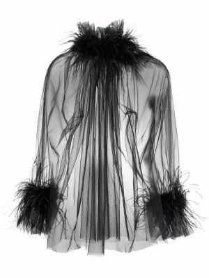 Прозрачна блуза с пера Styland черно