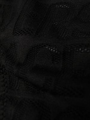 Chiloți tanga plasă din jacard Versace negru
