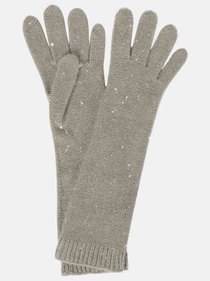 Kašmírové hodvábne rukavice Brunello Cucinelli sivá