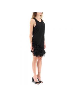 Mini vestido con plumas de tela jersey de plumas Nº21 negro