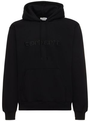 Hoodie med broderi i bomull Carhartt Wip svart