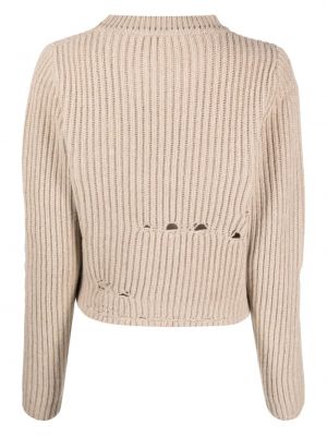 Vilnonis megztinis su nubrozdinimais Tela smėlinė