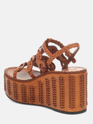 Sandale din piele cu platformă împletite Prada maro