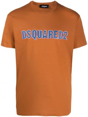 Памучна тениска с принт Dsquared2 кафяво