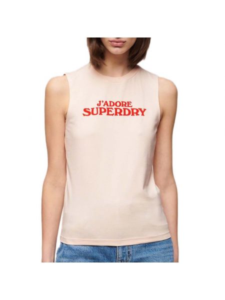 Спортивная приталенная футболка Superdry бежевая