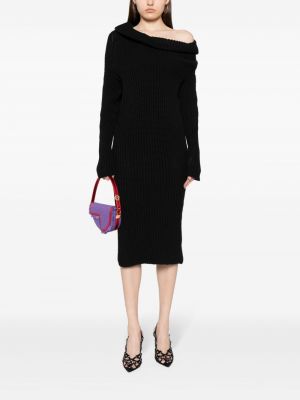 Robe mi-longue en laine asymétrique A.w.a.k.e. Mode noir