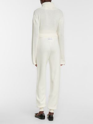 Spodnie sportowe wełniane z kaszmiru Prada białe