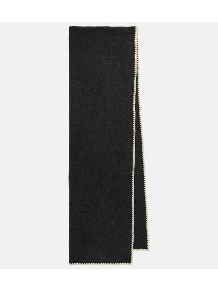 Кашемировый шерстяной шарф с вышивкой TotÊme серый