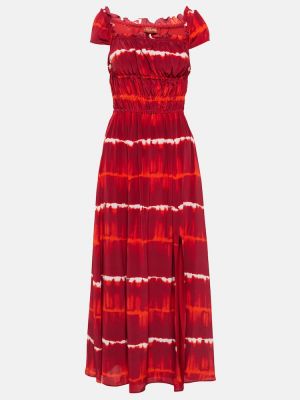 Jedwabna sukienka midi z nadrukiem Altuzarra czerwona