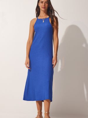 Pletené dlouhé šaty Happiness İstanbul modrá