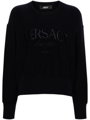 Пуловер бродиран Versace синьо