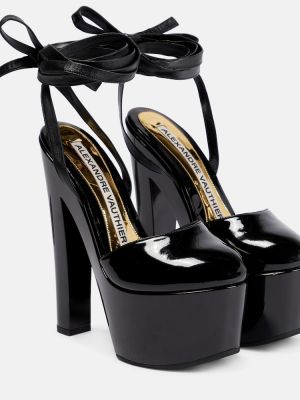 Кожени полуотворени обувки на платформе от лакирана кожа Alexandre Vauthier черно