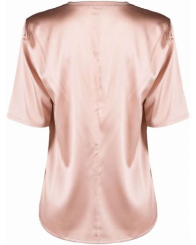 Camiseta con bordado de encaje Carine Gilson rosa