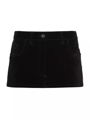 Бархатная джинсовая юбка Prada черная