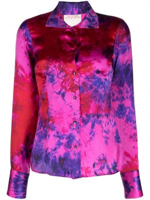 Μεταξωτό πουκάμισο με σχέδιο Alejandra Alonso Rojas ροζ